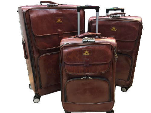Set of 3 Suitcases Travel Trolley Luggage,Polyester Leather And Universal Wheels