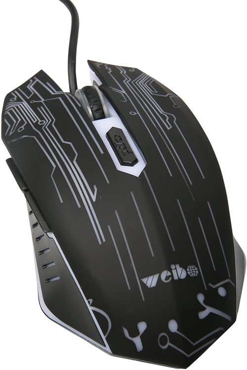 Weibo Gaming Mouse, 1600 DPI USB Wired Optical Game Light Mouse, 6 Buttons for Notebook, PC, Laptop