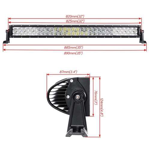 32 Inch LED Light Bar 5D Lens Spot Flood Combo Beam 180W 18000lm Off-Road Light Bar Driving Light