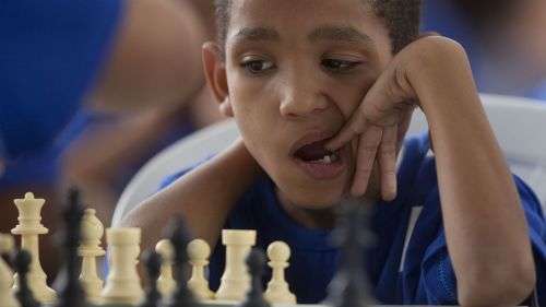 CHESS BOARD AND PAWNS