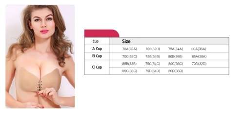 Nude Invisible Push Up Bra Women's Strapless Adhesive Demi Cup Bra
