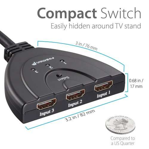 HD1831 3-Port HDMI Switch with Pigtail Cable