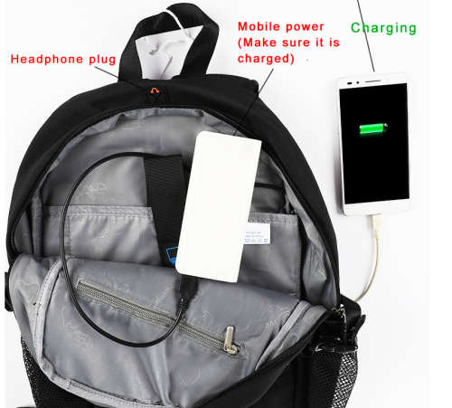Waterproof Canvas Backpack Laptop Bag With USB Charging and Basketball Net (Black ONLY)