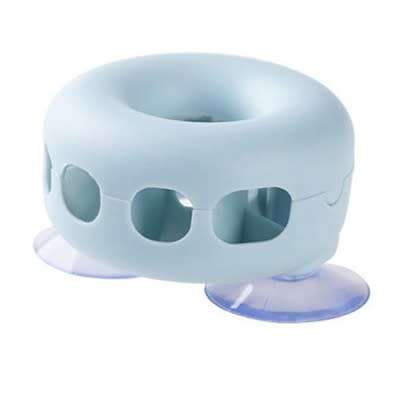 Stick On Bathroom Toothbrush Holder Doughnut Shaped Stand & Cup