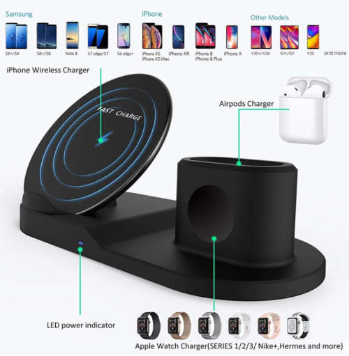 3 in 1 Multi-Functional 10W Fast Charging Wireless Charger Dock