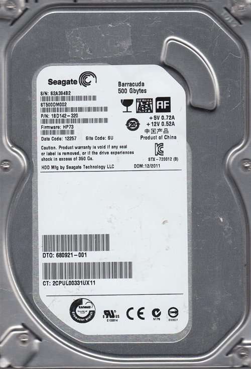 Seagate Barracuda ST500DM002 500GB 7200 RPM 16MB Cache SATA 6.0Gb/s 3.5" Int HDD