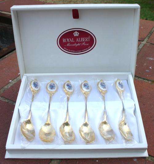 Royal Albert Moonlight Rose Gold plated set of teaspoons