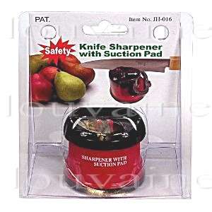 KITCHEN SAFETY KNIFE SHARPENER WITH SECURE SUCTION PAD