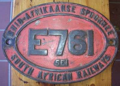 ***Last One!!***  South African Railway Brass Plate ~ E761