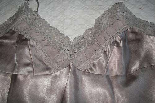 VINTAGE STYLE CHIFFON/LACE/SATIN BEIGE DESIGNER( f&f )NIGHTDRESS/LONG SLIP -SMALL/ 34(BRAND NEW))
