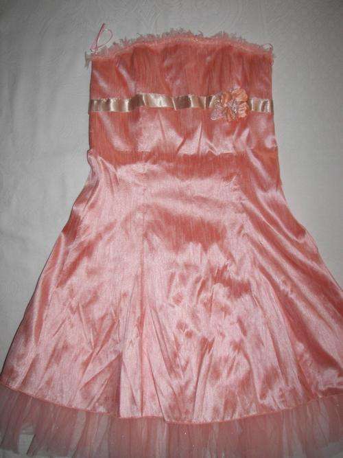 VINTAGE PEACH TAFFETTA SATIN AND NET CRINKLE SHORT COCKTAIL DRESS SIZE 32