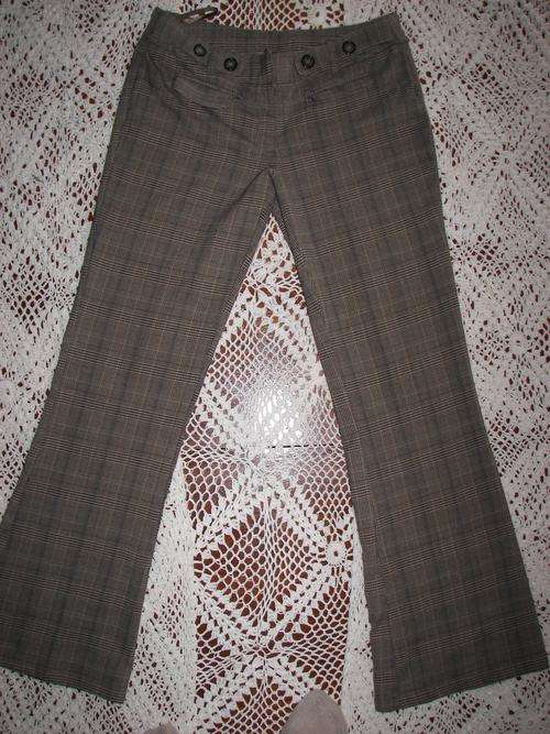 VINTAGE TWEED WOOL SMALL CHECK BROWN AND BEIGE PANTS/TROUSERS SIZE 32