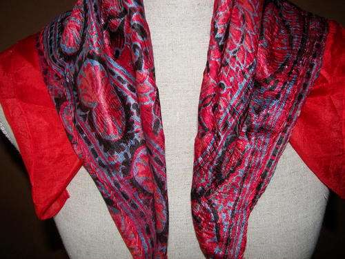 VINTAGE  X 2 SILK SCARVES (X1 RUBY RED & X1 RED PAISLEY)