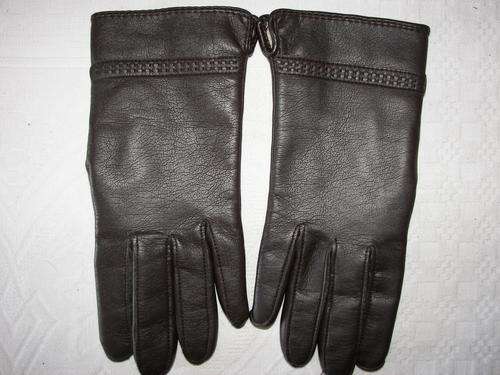 VINTAGE GENUINE BROWN LEATHER LINED GLOVES SIZE LARGE (MINT CONDITION)