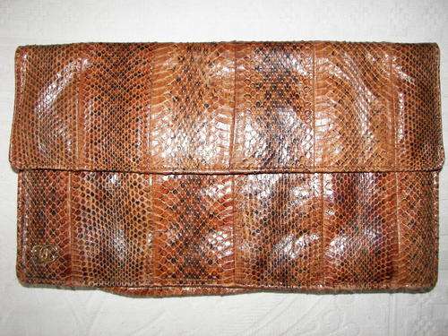 GENUINE SNAKESKIN TAN/BROWN CLUTCH BAG-RELISTED DUE TO NON PAYMENT