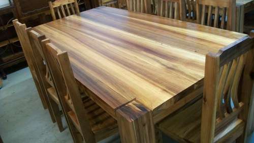 Dining Table made from Blackwood "Exposed Leg"  2.1m x 1.1m with 8 chairs