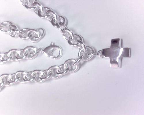 Sterling Silver 925 Necklace Rolo Chain 9mm x 400mm and Pendant 58g - Price reduced to below cost!!!