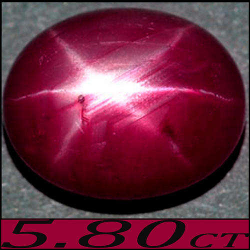 Scarce natural lightly heated scarlett blood red 6-ray star Tanzanian ruby 5.800ct 10.60x8.40x5.70mm