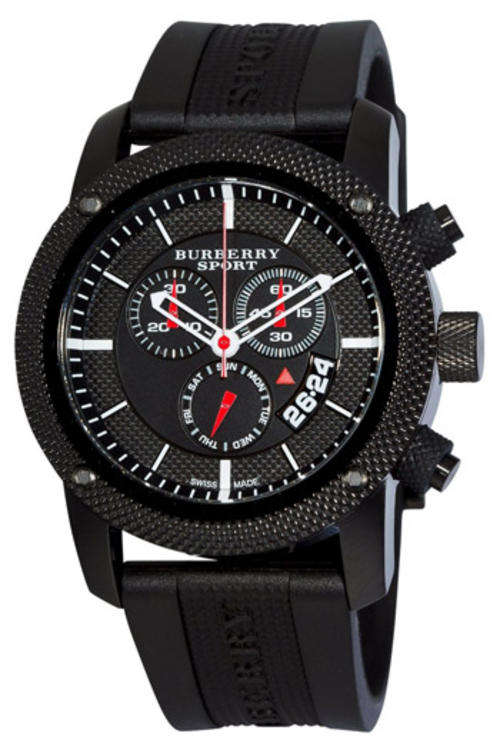 EXCLUSIVE!! **R6899.00** BURBERRY BLACK SPORT CHRONOGRAPH RUBBER STRAP - BU7701