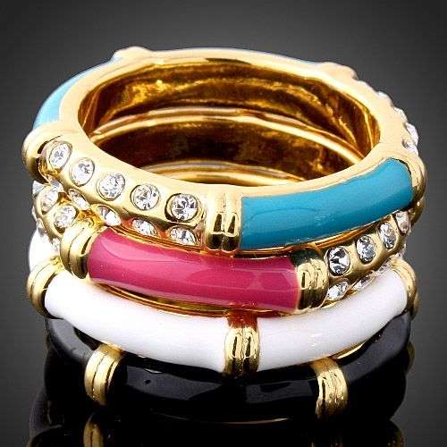 Swarovski Crystal Colourful Enamel GP Ring Set