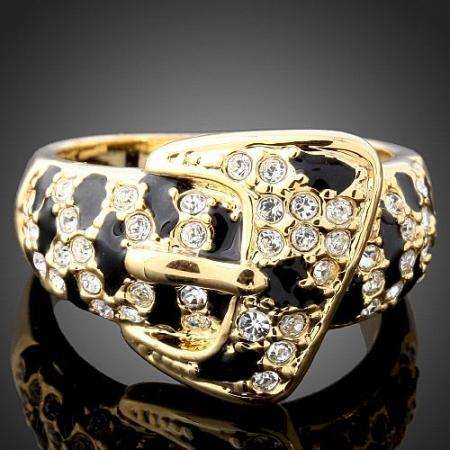 Enamel Spot Swarovski Crystal Gold GP Belt Ring