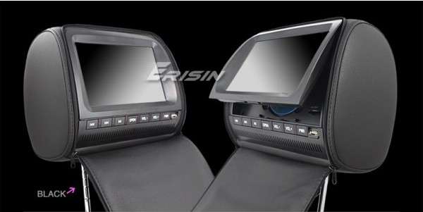 2 x 9INCH HD  HEADREST MONITOR + DVD/USB/SD PLAYER WITH ZIPPER - DVD Player in EACH headrest ! COVER
