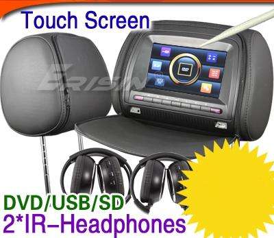 Pair 7 inch HD Touch Screen Car Headrest Monitor DVD/USB/SD