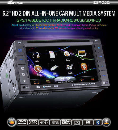 6.2" HD LCD Monitor 2Din Car GPS iPod BT USB DVD Player + FREE MAPS!!!