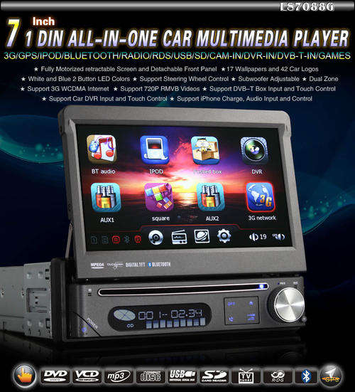 7" 1 Din Dash HD GPS DVD Car Radio Internet DVR + FREE MAPS!!!!!