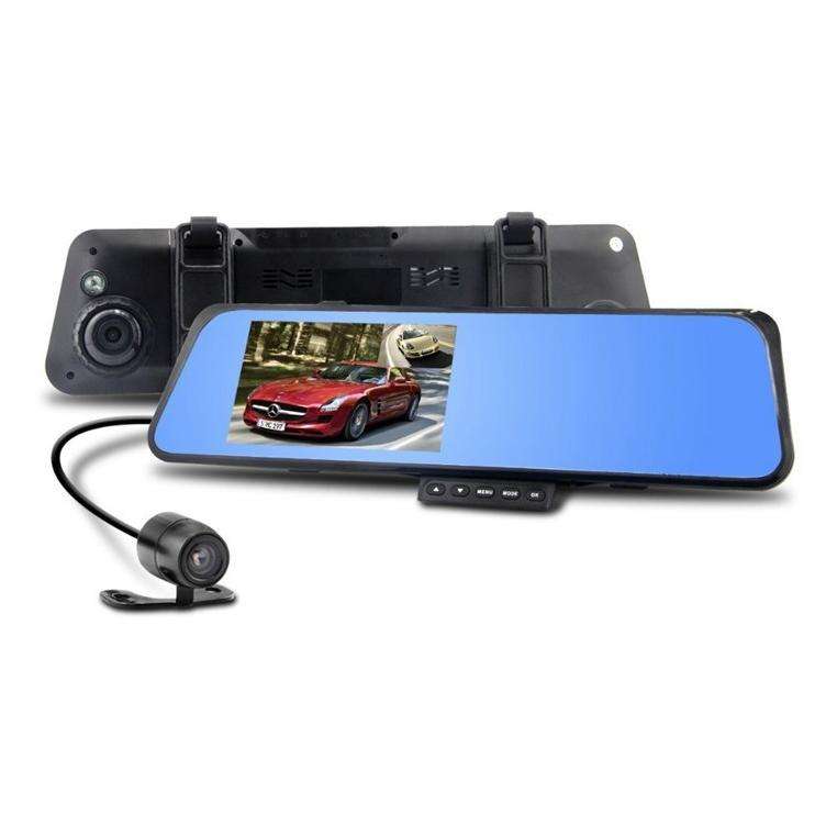HD 4.3'' Dual Lens Video Recorder Dash Cam Rearview Mirror DVR Car Camera Waterproof Rear Camera