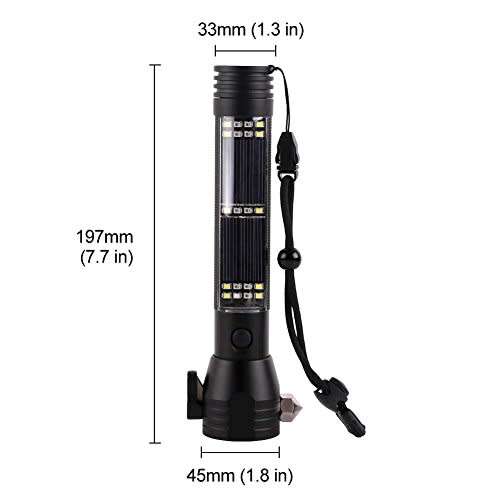 Car Safety multifunction solar flashlight with usb and power bank