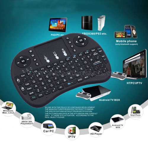 MINI 2.4GHz Wireless Keyboard With backlit Touchpad Mouse, Black rubberized