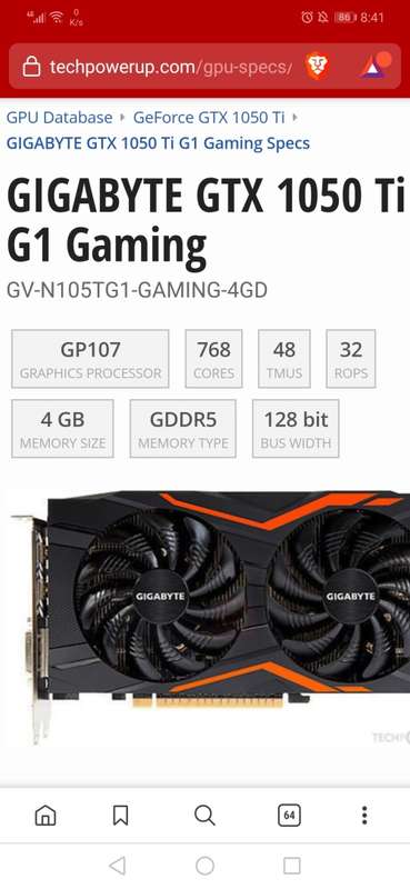 NVIDIA GEFORCE 1050TI G1 GAMING 4G