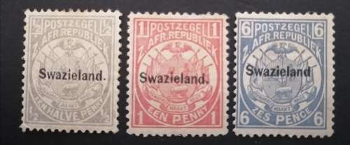 15) Zuid Afrikaansche Republiek ,unissued . O/P Swazieland MLH , 6 pence full stop missing .V Rare