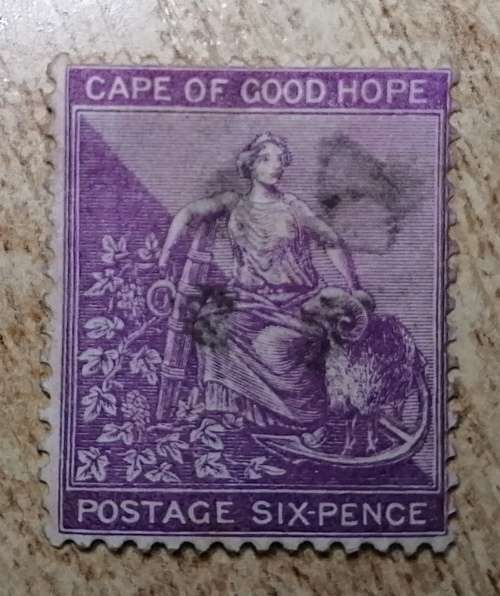 13) Cape of Good Hope 1864 -Deep lilac fine print ,LH. SG25a . LH