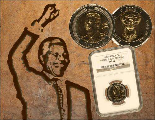 !!!R1.00 start!!! High NGC Graded MS66 Mandela 90th Birthday 2008 R5