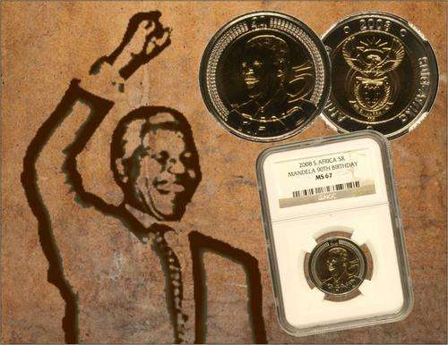 !!!R1.00 start!!! High NGC Graded MS67 Mandela 90th Birthday 2008 R5