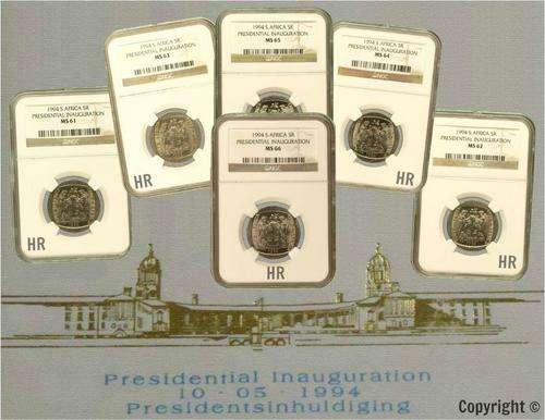 !!!1994 PRESIDENTIAL INAUGURATION!!! NGC graded MS61-MS66 Set only for R3600.00