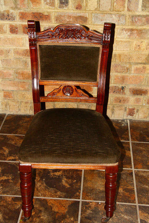 c1850  ANTIQUE CHAIR WITH ORNATE CARVING ON BACK REST - 1 CHAIR
