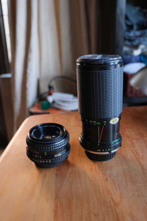 2 Minolta Lenses - Minolta Rokkor 50mm f1.7 and Elicar 80-200mm f4.5