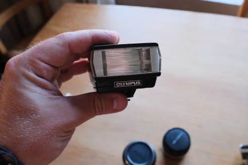 Olympus 50mm f1.8, Vivitar 2x extender + Olympus flash