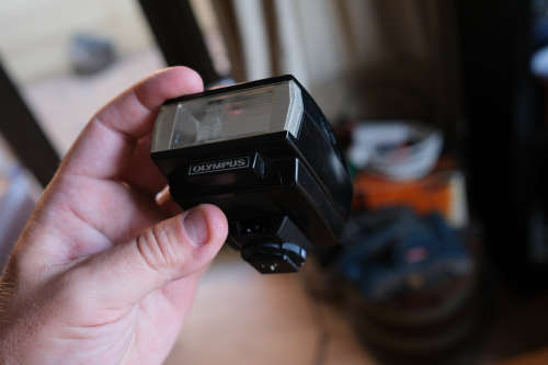 Olympus 50mm f1.8, Vivitar 2x extender + Olympus flash