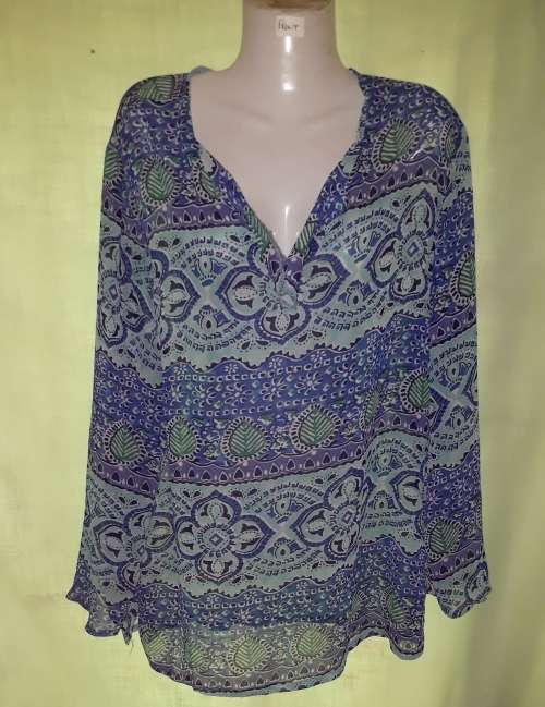 LADIES BLUE MULTI COLORED BLOUSE - MAKE: BE YOURSELF   SIZE: 40
