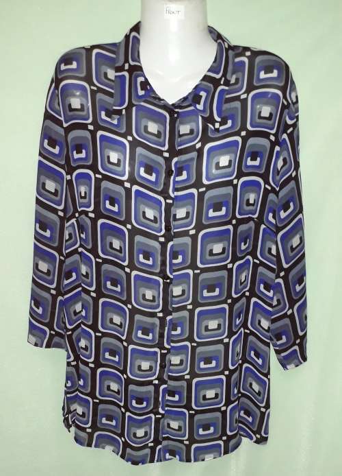 LADIES BLUE MULTI COLORED SHIRT - MAKE: NO MAKE - SIZE: LOOKS XL TO 2XL