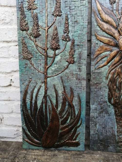 Aloe Design Garden Plaques - Bronze Finish - Set Of 2 - Weatherproof