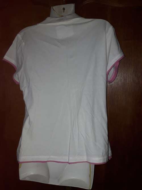 LADIES: WHITE & PINK SHIRT - MAKE: RED - SIZE: XXL