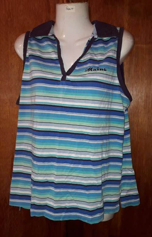LADIES: BLUE MULTI COLORED TOP - MAKE: NO MAKE - SIZE: NO SIZE