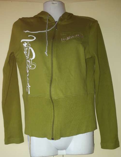 LADIES: GREEN MULTI COLORED SWEATER HOODIE - MAKE: INSTINCT - SIZE: 10
