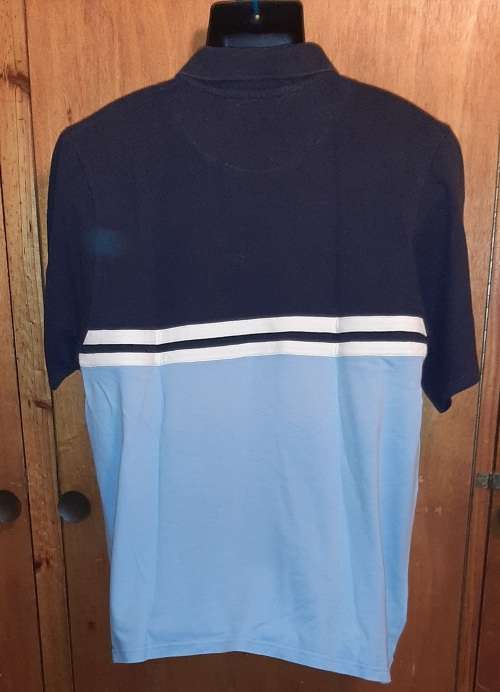 MENS - BLUE MULTI COLORED GOLF SHIRT - MAKE - SUPERSPORT - SIZE - L