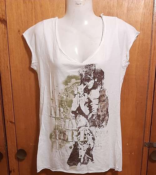 LADIES - WHITE T-SHIRT - MAKE - RT - SIZE - XXL